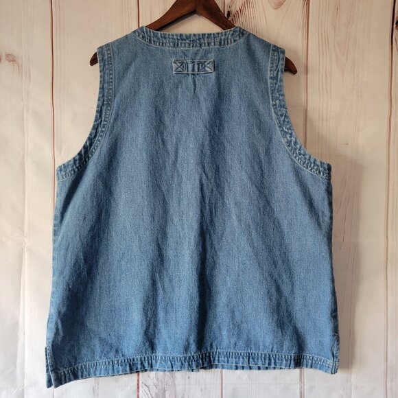 Vintage Cabin Creek 100% Cotton Plus Size 18W Denim Sleeveless Button Up Vest - Picture 2 of 5